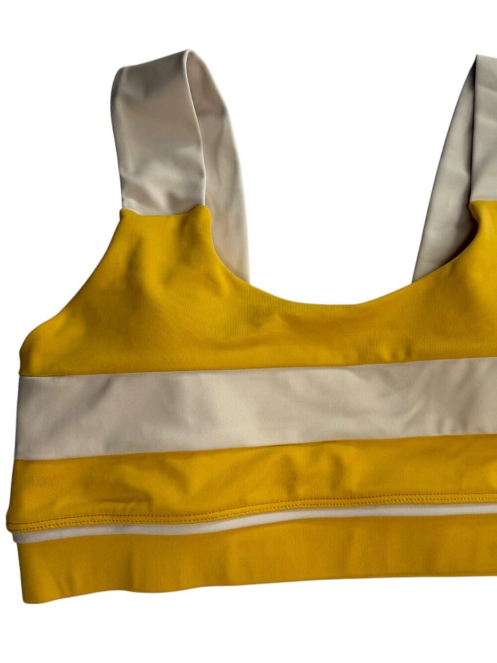 ALLFENIX Melbourne Australia Sports Bra Crop Top. Yellow / White Striped M